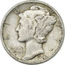 USA, Dime, Mercury Dime, 1942, U.S. Mint, Srebro, EF(40-45), KM:140