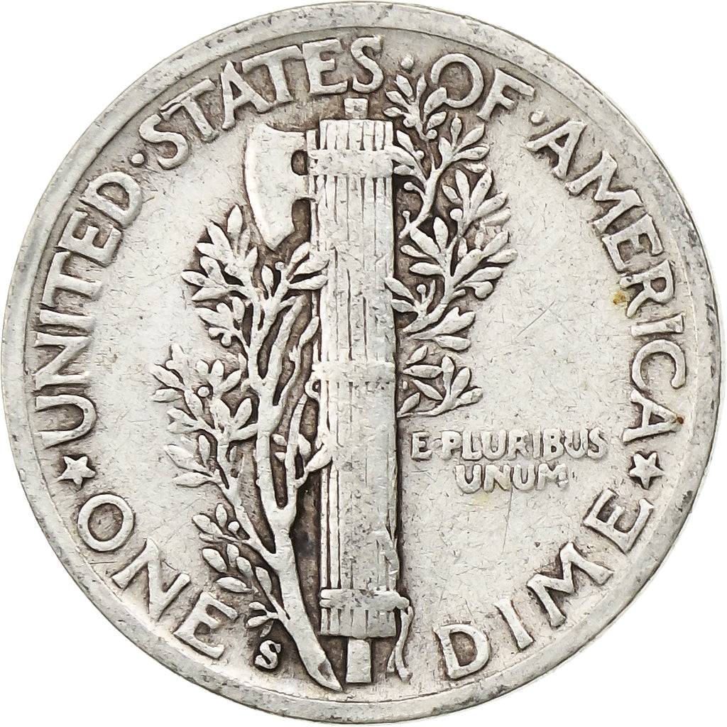 USA, Dime, Mercury Dime, 1943, U.S. Mint, Srebro, VF(30-35), KM:140