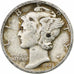 USA, Dime, Mercury Dime, 1943, U.S. Mint, Srebro, EF(40-45), KM:140