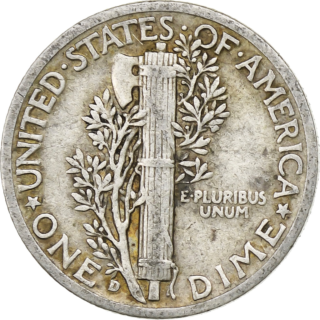 USA, Dime, Mercury Dime, 1943, U.S. Mint, Srebro, EF(40-45), KM:140
