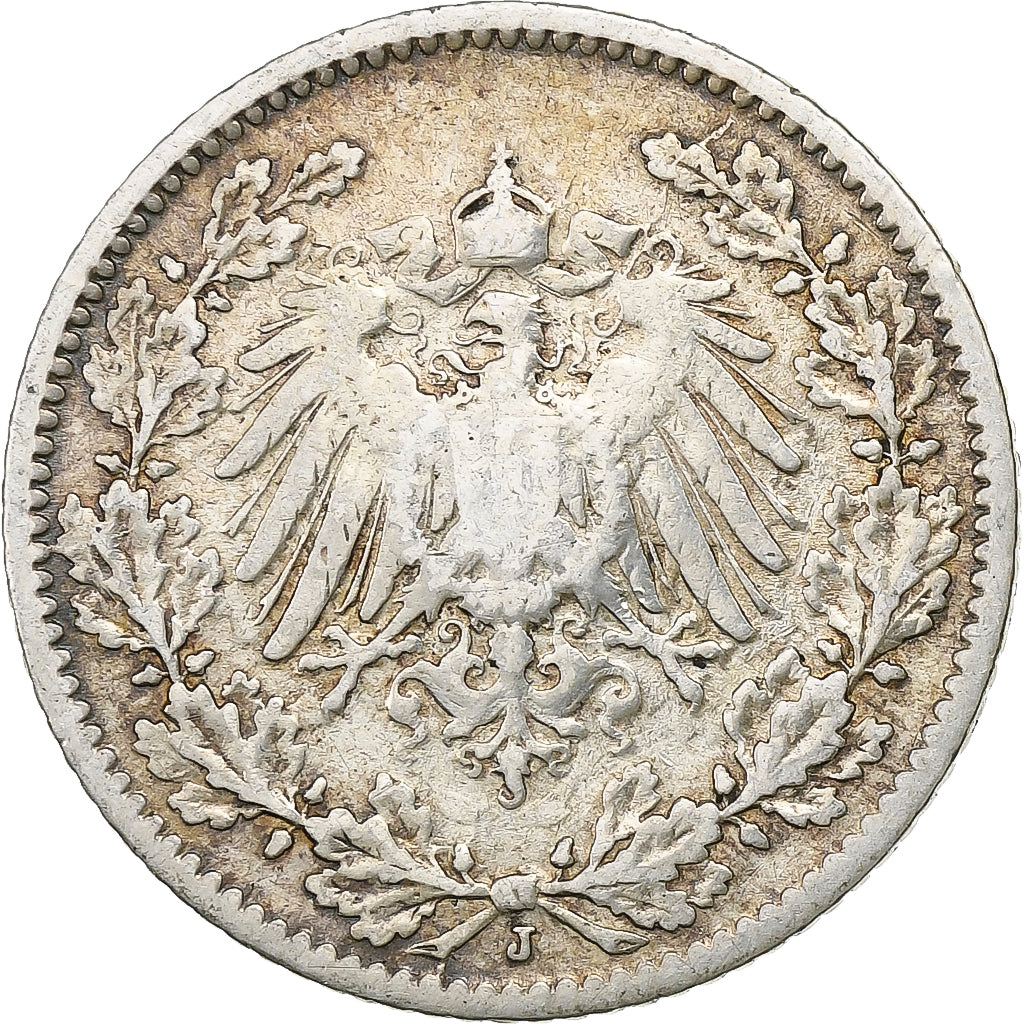 Moneta, GERMANIA - IMPERO, 1/2 Mark, 1905, Hambourg, MB, Argento, KM:17