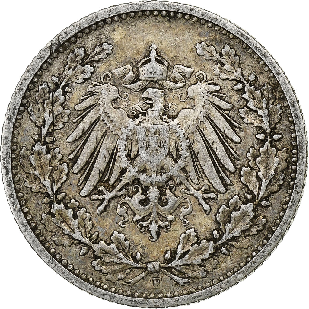 Coin, GERMANY - EMPIRE, 1/2 Mark, 1905, Stuttgart, EF(40-45), Silver, KM:17
