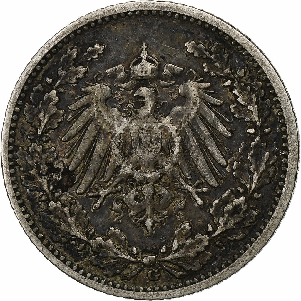 GERMANY - EMPIRE, 1/2 Mark, 1906, Karlsruhe, Silver, VF(30-35), KM:17