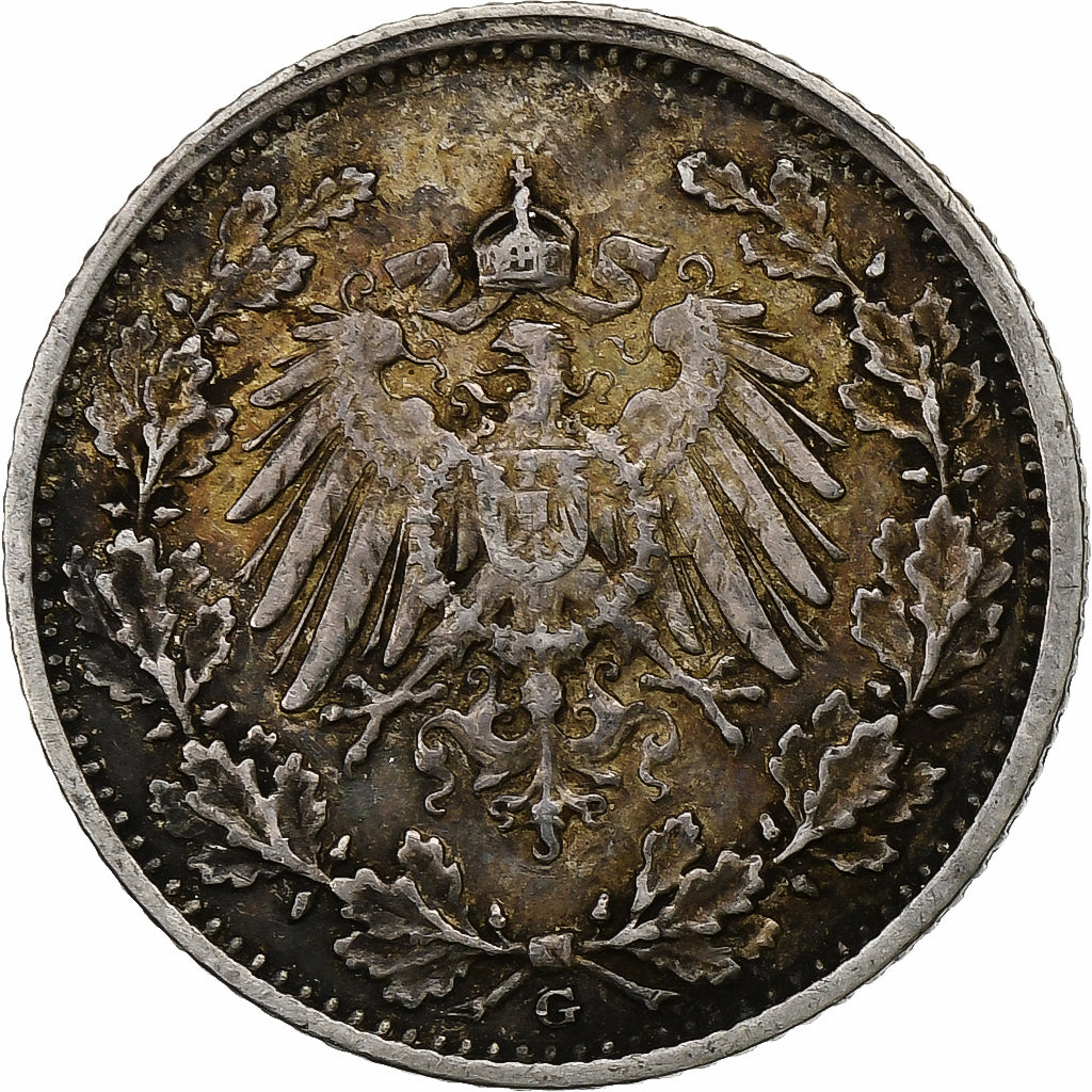 GERMANIA - IMPERO, 1/2 Mark, 1906, Karlsruhe, Argento, BB, KM:17
