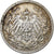 ALEMANIA - IMPERIO, 1/2 Mark, 1908, Berlin, Plata, BC+, KM:17