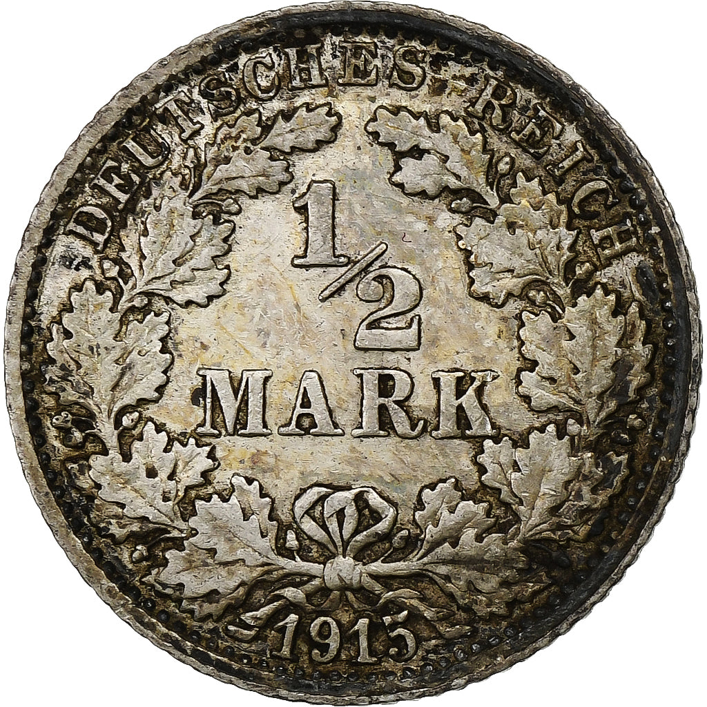 GERMANIA - IMPERO, 1/2 Mark, 1915, Stuttgart, Argento, SPL-, KM:17