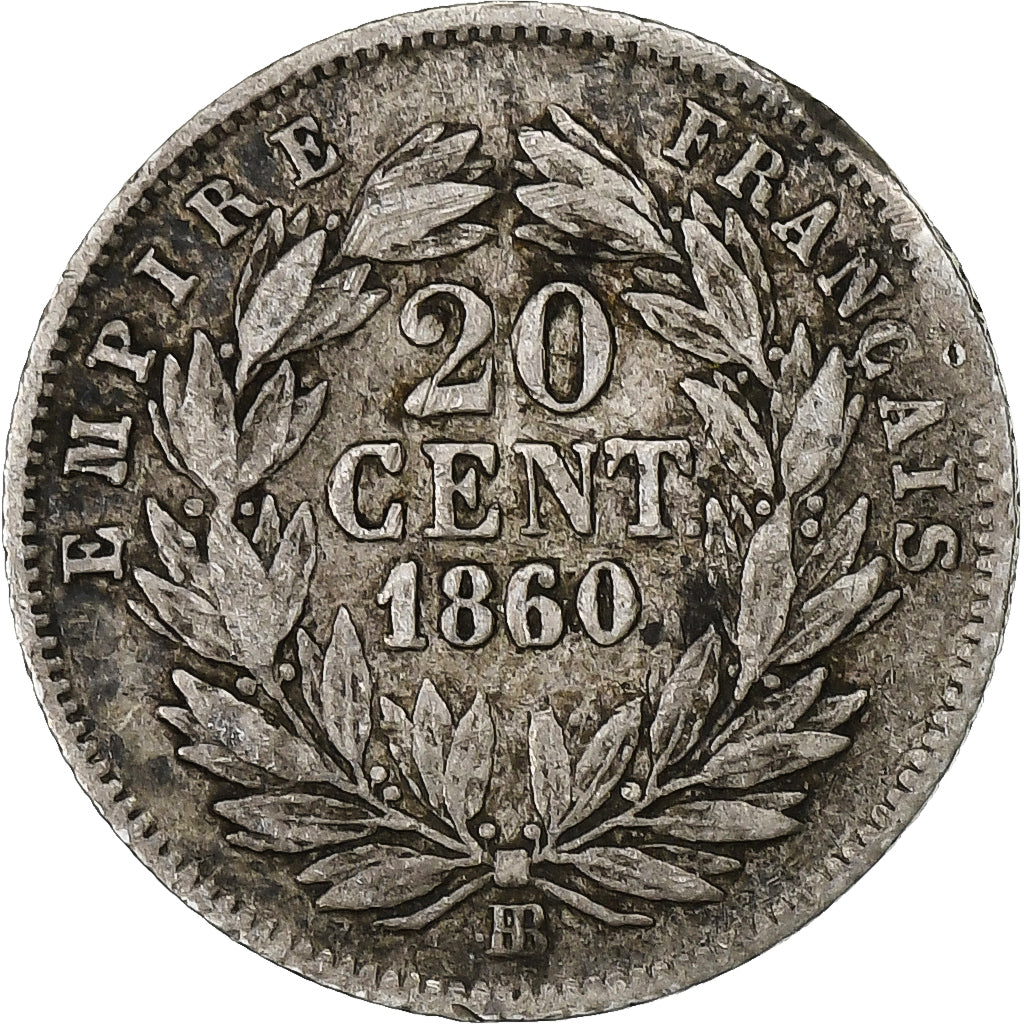 Coin, France, Napoleon III, Napoléon III, 20 Centimes, 1860, Strasbourg