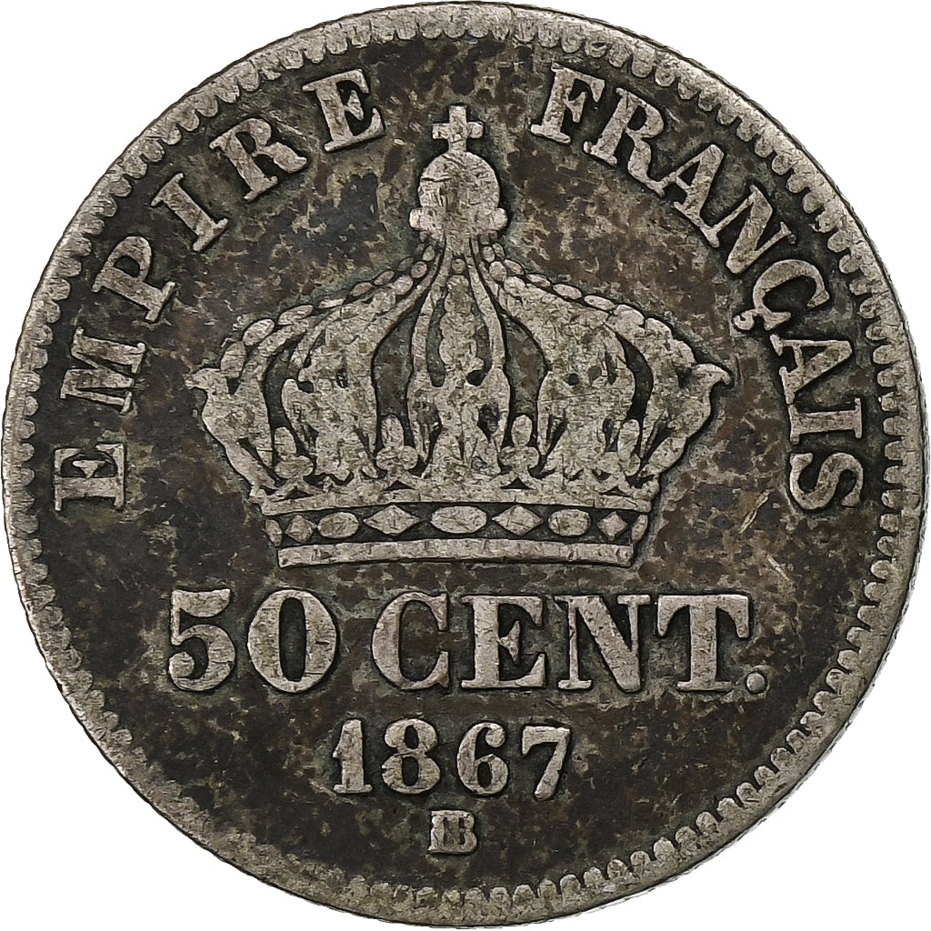 Coin, France, Napoleon III, Napoléon III, 50 Centimes, 1867, Strasbourg