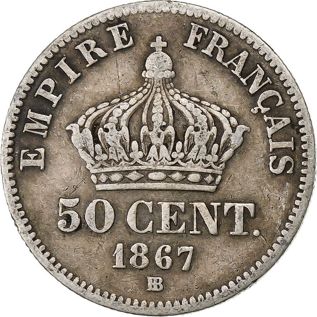 Coin, France, Napoleon III, Napoléon III, 50 Centimes, 1867, Strasbourg