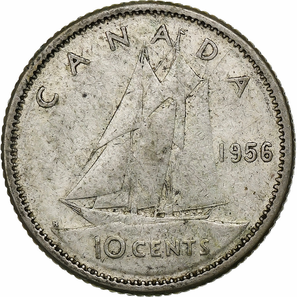 Coin, Canada, Elizabeth II, 10 Cents, 1956, Royal Canadian Mint, Ottawa
