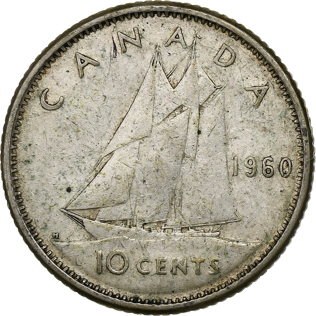Moneda, Canadá, Elizabeth II, 10 Cents, 1960, Royal Canadian Mint, Ottawa, BC+
