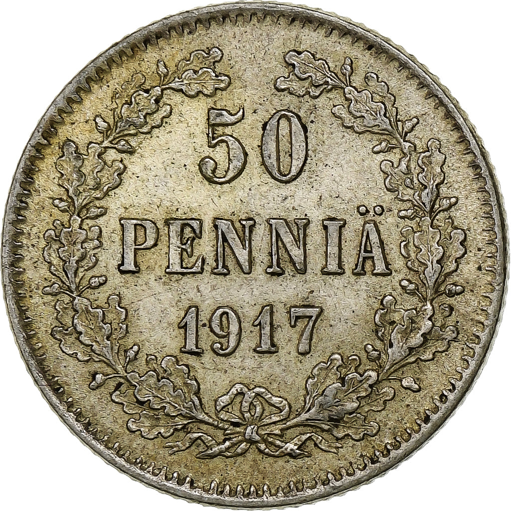 Münze, Finnland, Nicholas II, 50 Penniä, 1917, Helsinki, VZ, Silber, KM:2.2