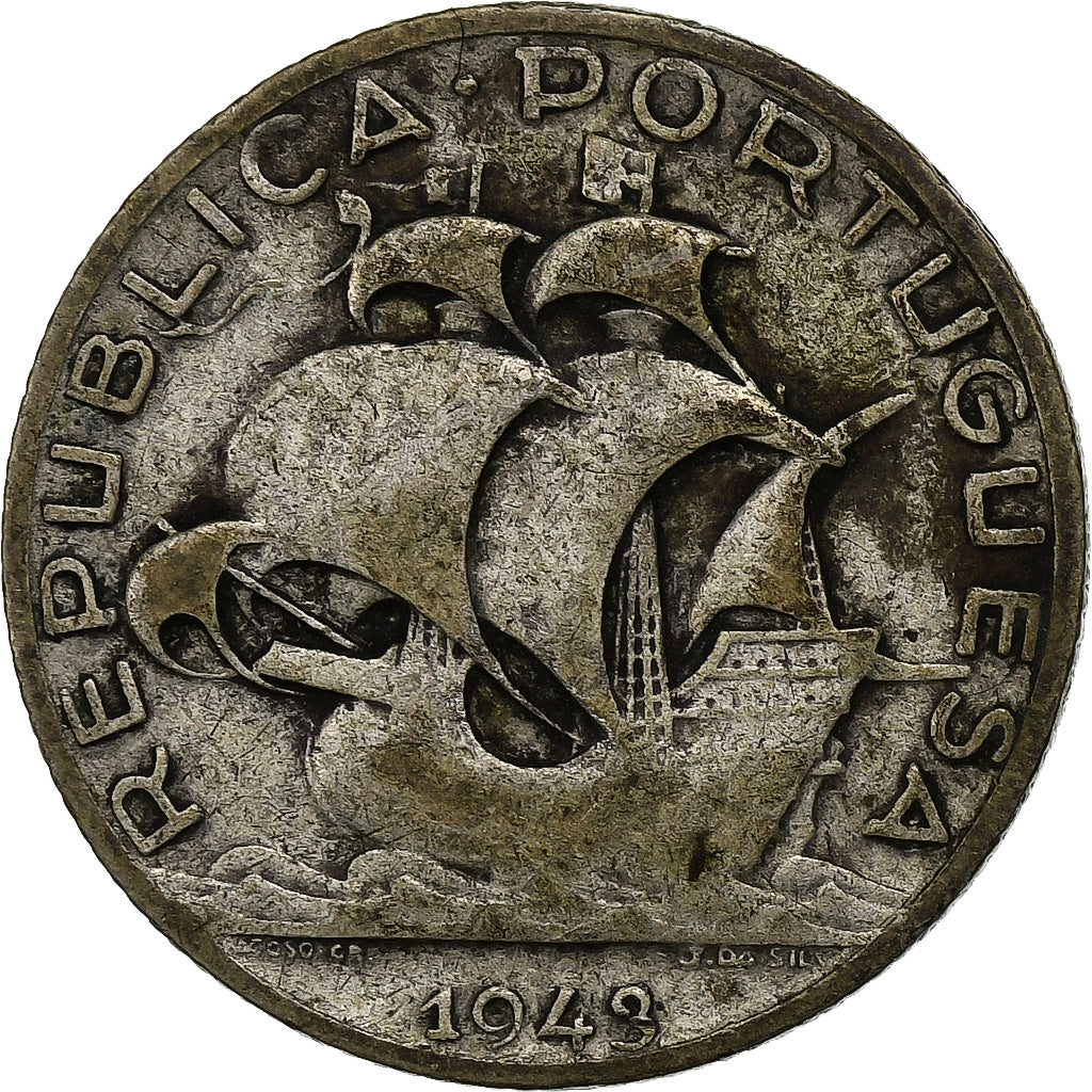 Portugal, 2-1/2 Escudos, 1943, Silver, VF(20-25), KM:580