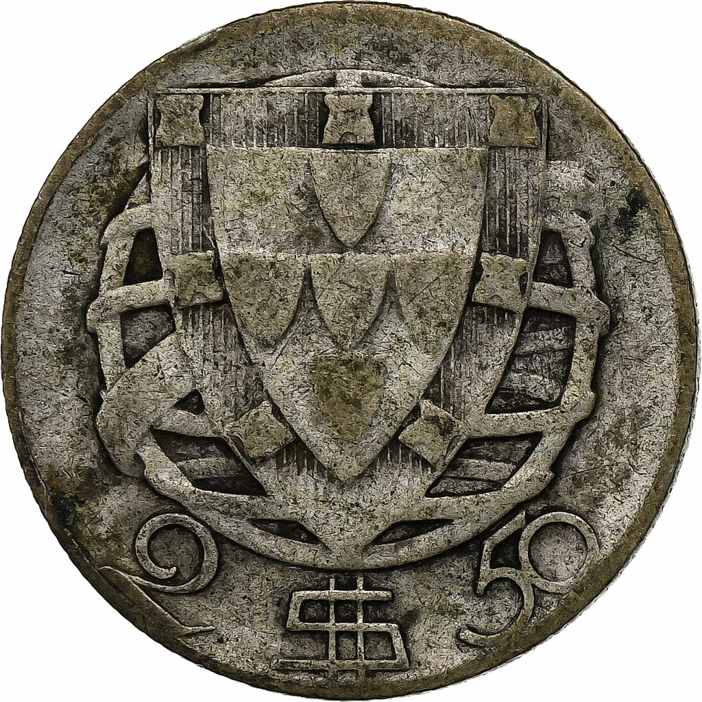 Portugal, 2-1/2 Escudos, 1943, Silver, VF(20-25), KM:580