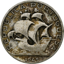Portugal, 2-1/2 Escudos, 1943, Zilver, FR, KM:580