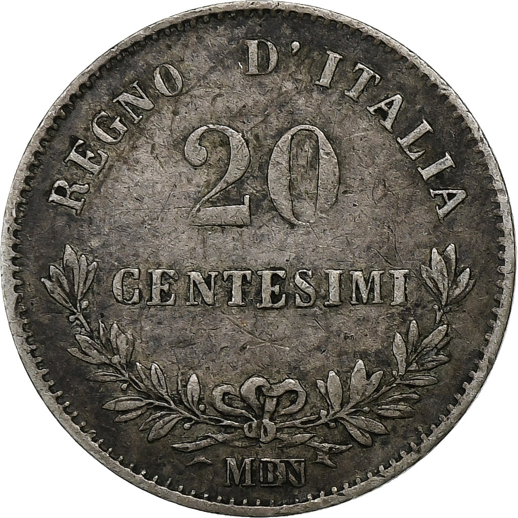 Monnaie, Italie, Vittorio Emanuele II, 20 Centesimi, 1863, Milan, TB+, Argent