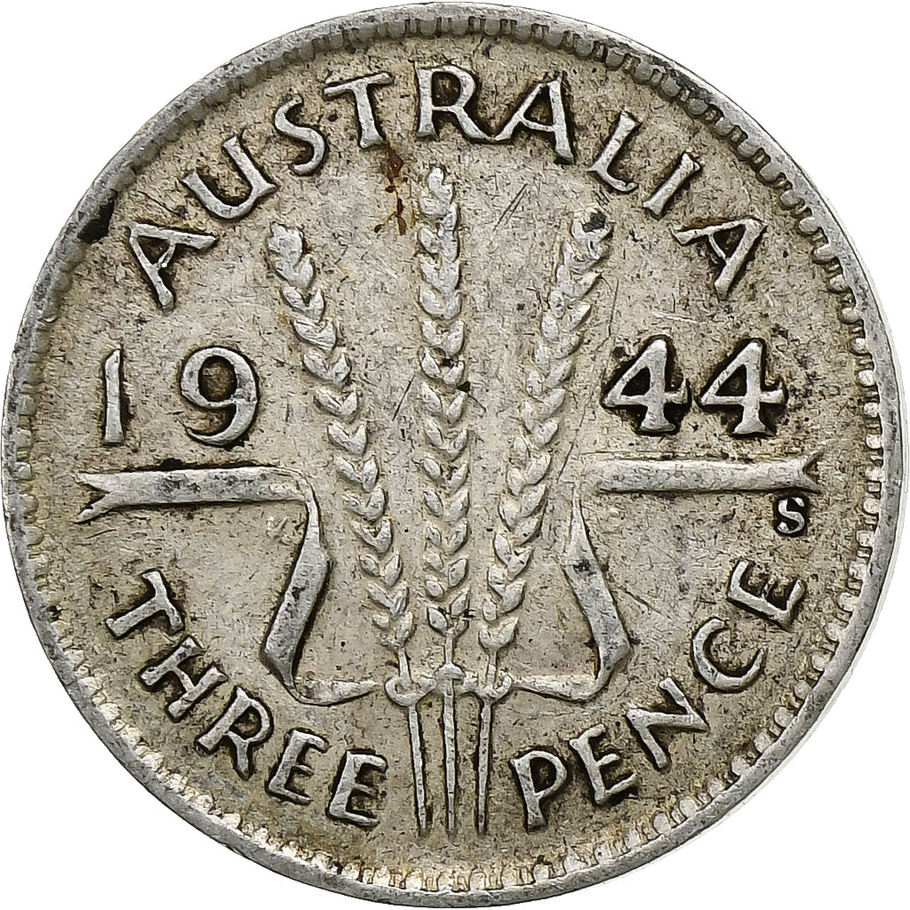 Münze, Australien, George VI, Threepence, 1944, SS, Silber, KM:37