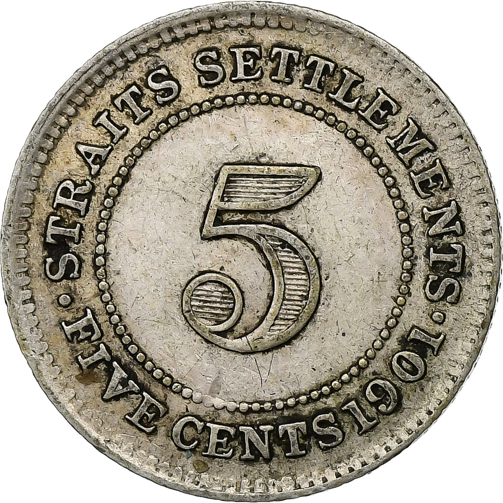 Straits Settlements, Victoria, 5 Cents, 1901, Silber, SS, KM:10