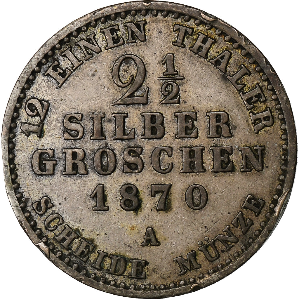 Coin, German States, PRUSSIA, Wilhelm I, 2-1/2 Silber Groschen, 1870, Berlin