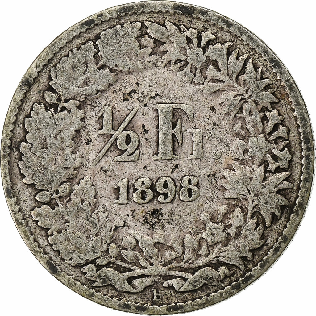 Münze, Schweiz, 1/2 Franc, 1898, Bern, S, Silber, KM:23