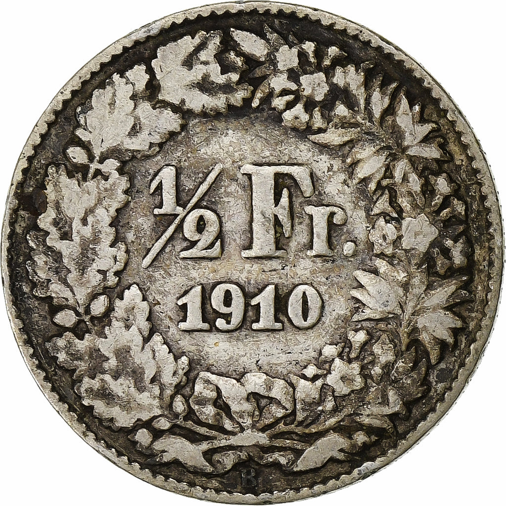 Münze, Schweiz, 1/2 Franc, 1910, Bern, S, Silber, KM:23