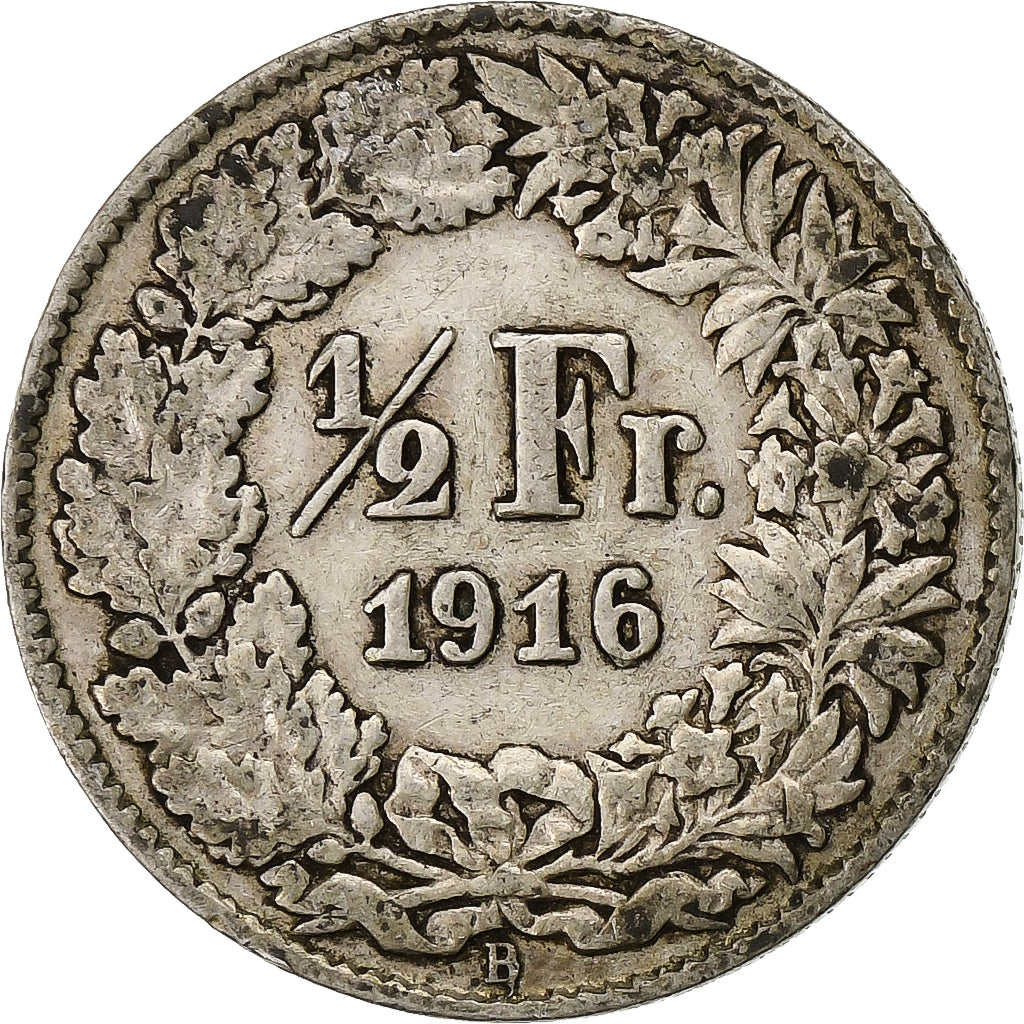 Moneda, Suiza, 1/2 Franc, 1916, Bern, MBC, Plata, KM:23