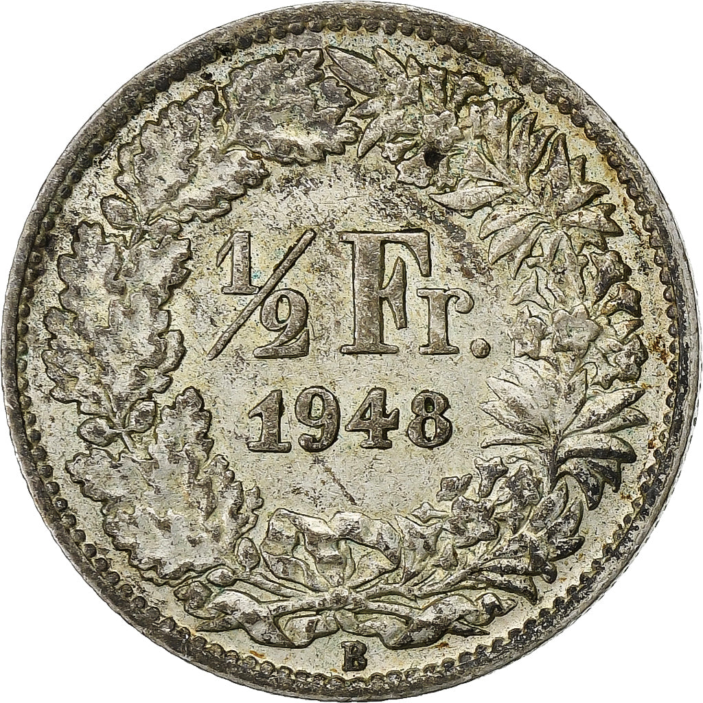 Schweiz, 1/2 Franc, 1948, Bern, Silber, SS, KM:23