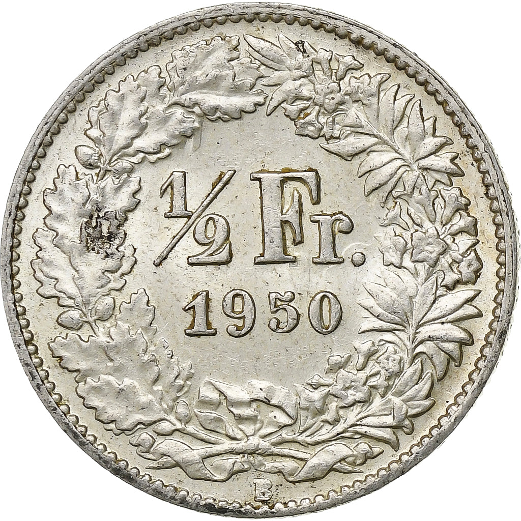Schweiz, 1/2 Franc, 1950, Bern, Silber, VZ+, KM:23
