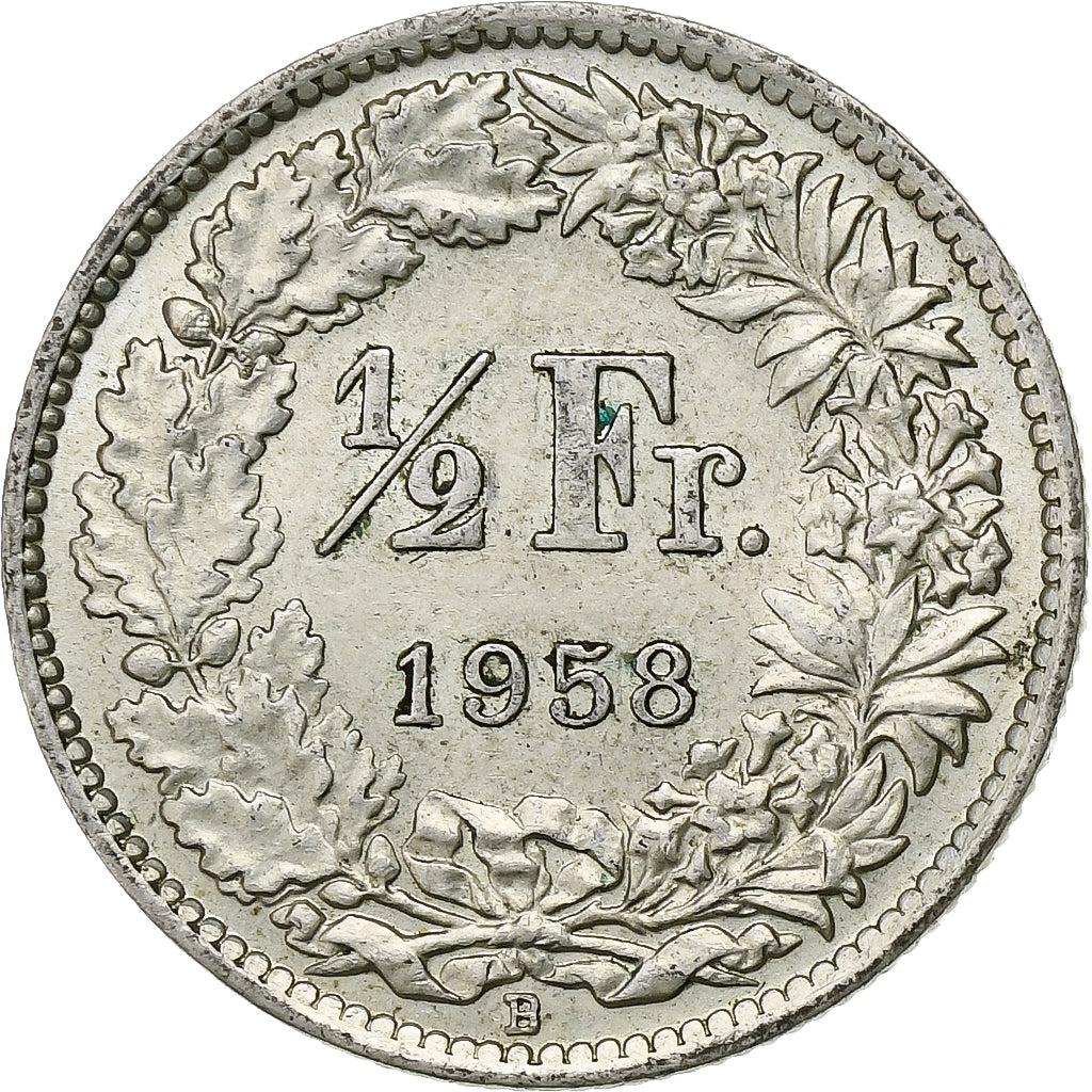 Svizzera, 1/2 Franc, 1958, Bern, Argento, SPL-, KM:23