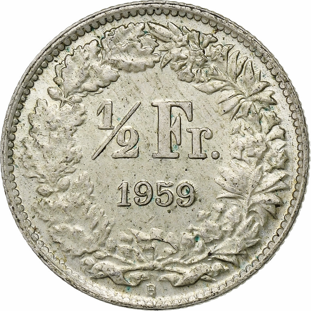 Switzerland, 1/2 Franc, 1959, Bern, Silver, MS(60-62), KM:23
