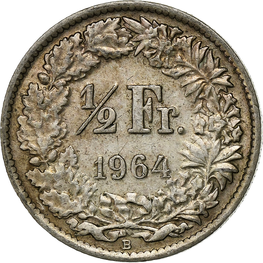 Switzerland, 1/2 Franc, 1964, Bern, Silver, AU(50-53), KM:23