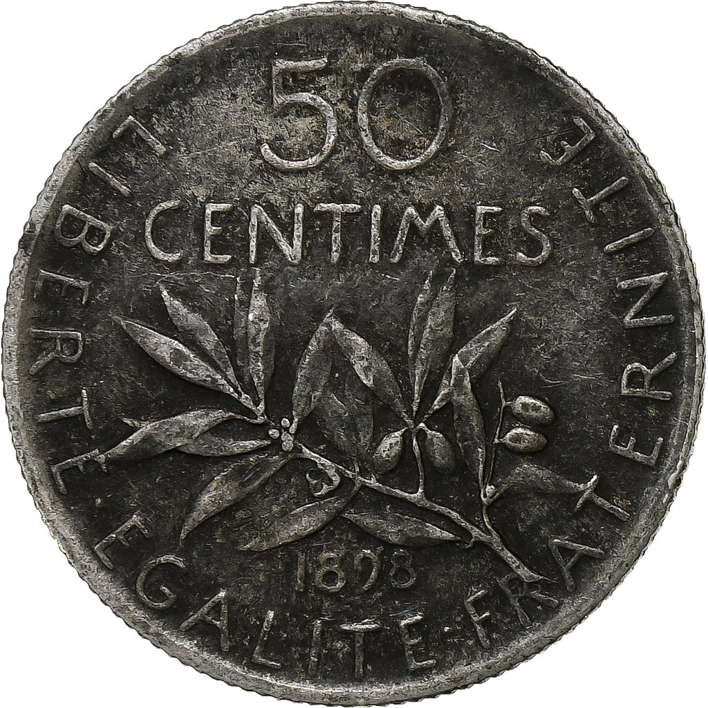 France, 50 Centimes, Semeuse, 1898, Paris, Argent, TB+, Gadoury:420, KM:854