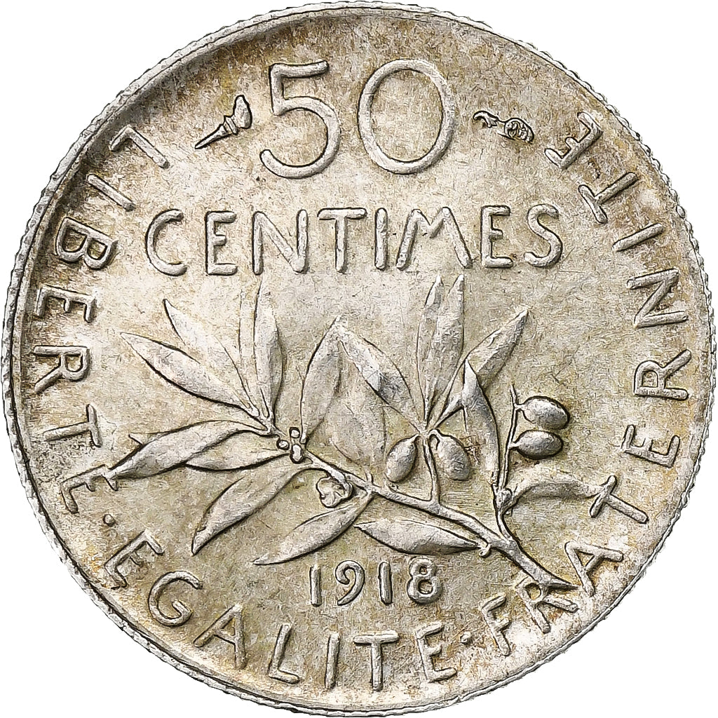 France, 50 Centimes, Semeuse, 1918, Paris, Argent, SPL, KM:854