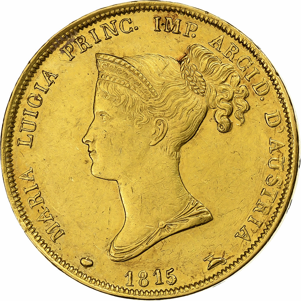 Estados italianos, PARMA, Maria Luigia, 40 Lire, 1815, Parma, Oro, MBC+, KM:32