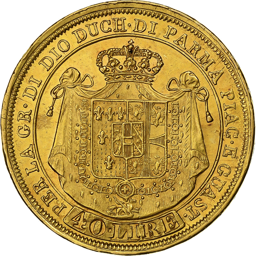 Estados italianos, PARMA, Maria Luigia, 40 Lire, 1815, Parma, Oro, MBC+, KM:32