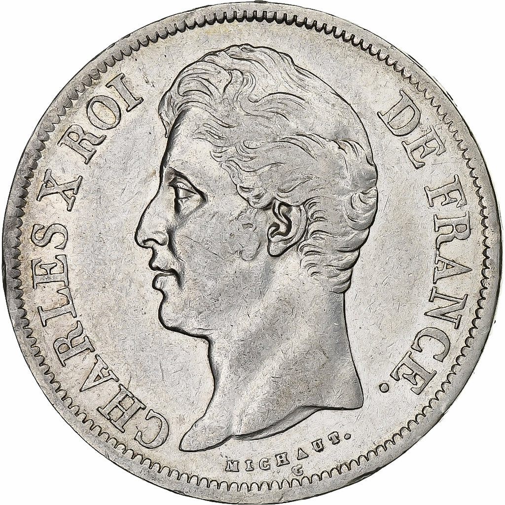 Francia, 5 Francs, Charles X, 1829, Strasbourg, Argento, MB+, Gadoury:644
