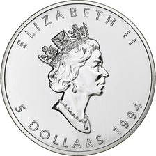 Canada, Elizabeth II, 5 Dollars, 1994, Royal Canadian Mint, Silver, MS(64)