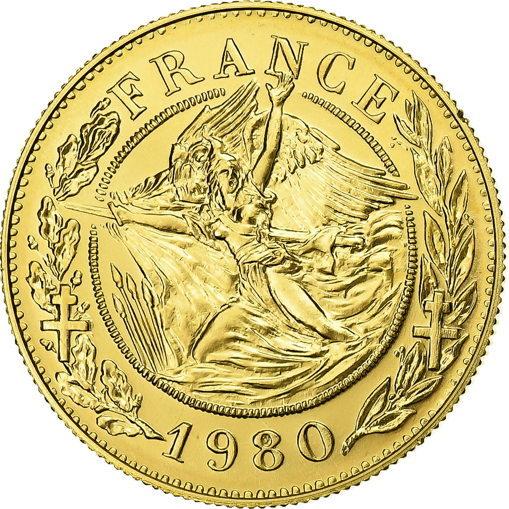 France, Medal, Charles de Gaulle, 1980, Gold, MS(65-70)