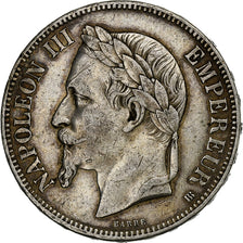 France, 5 Francs, Napoléon III, 1869, Strasbourg, Silver, EF(40-45)