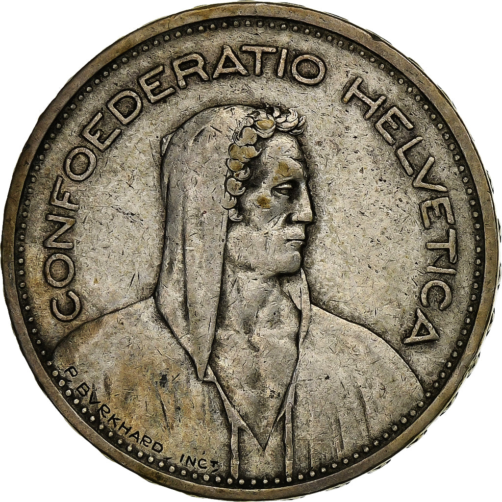 Svizzera, 5 Francs, 1933, Bern, Argento, MB+, KM:40