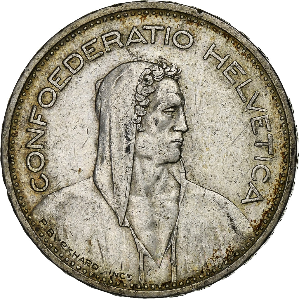 Switzerland, 5 Francs, 1937, Bern, Silver, EF(40-45), KM:40