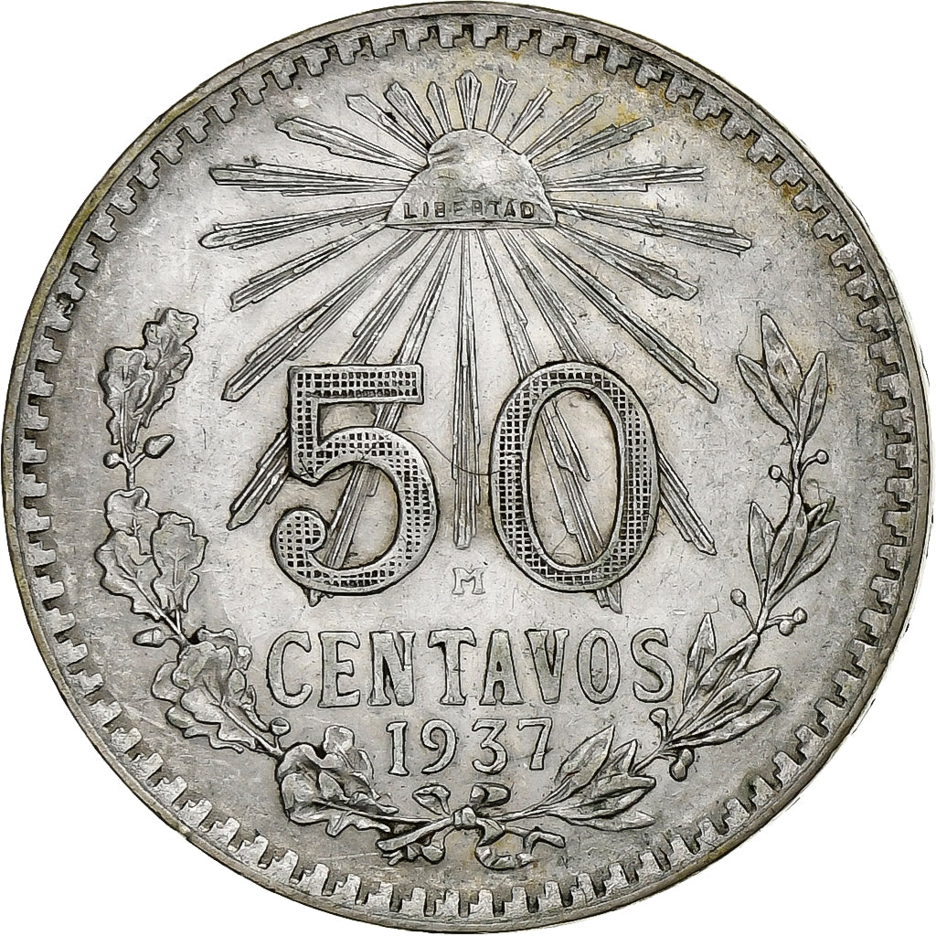 Mexico, 50 Centavos, 1937, Mexico City, Silver, AU(50-53), KM:438
