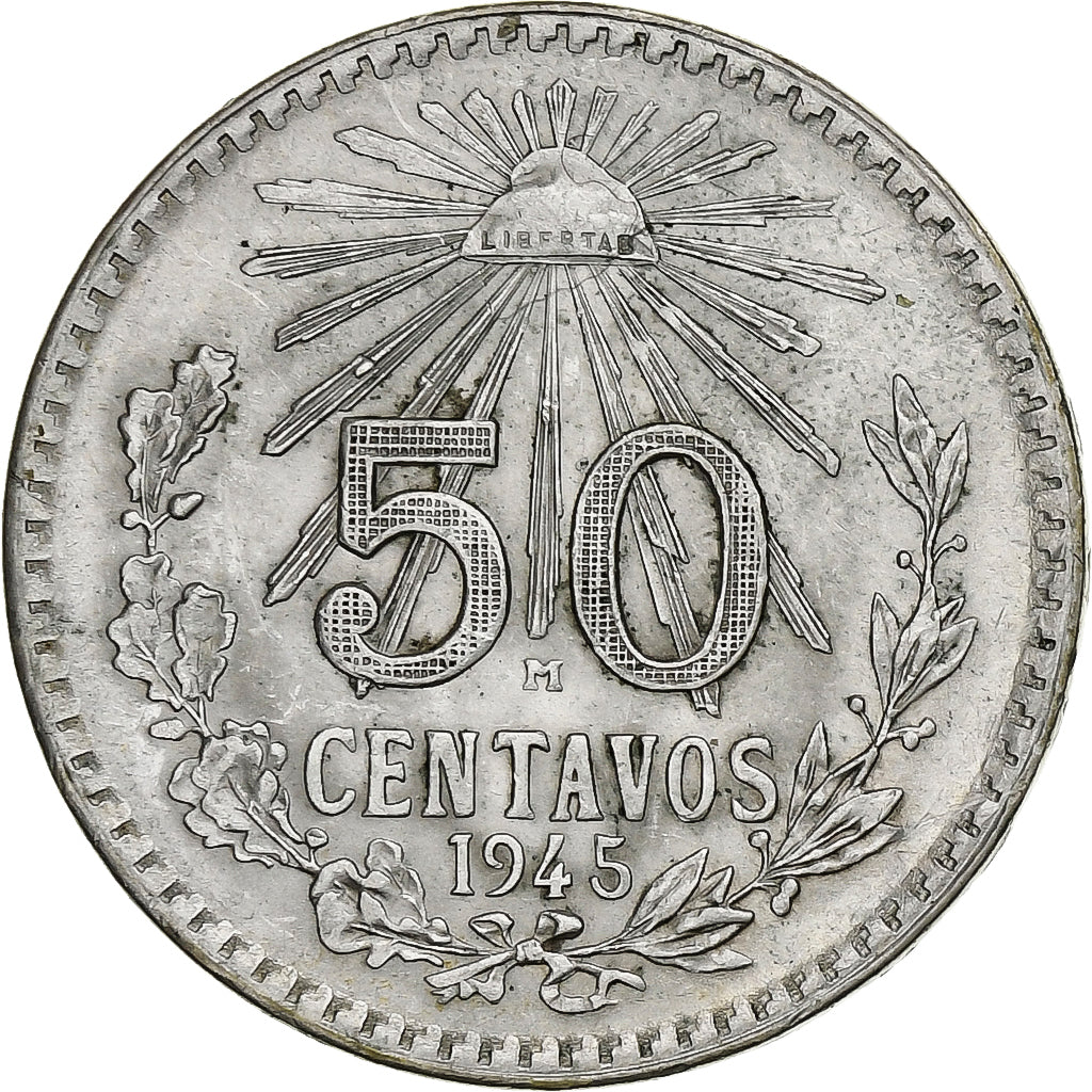 Mexico, 50 Centavos, 1945, Mexico City, Silver, MS(60-62), KM:447