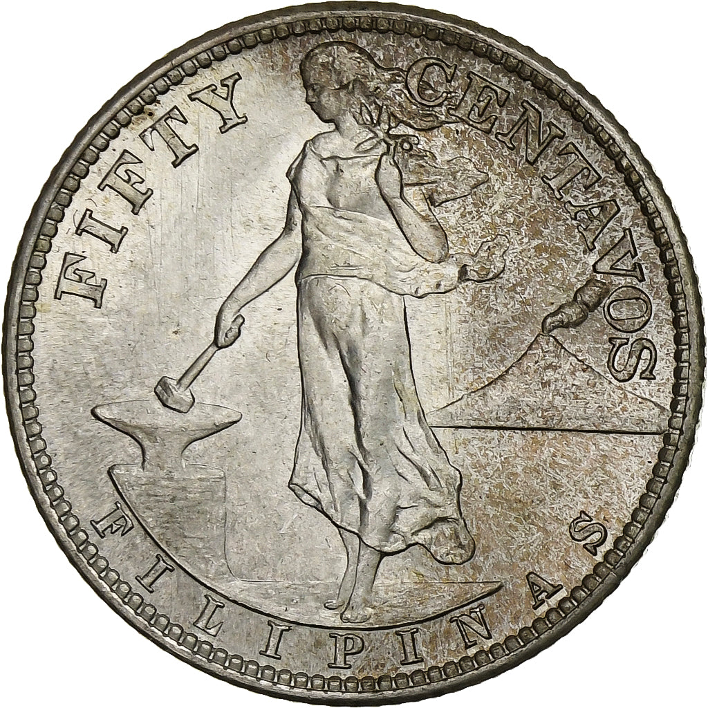 Filipinas, 50 Centavos, 1945, Plata, EBC, KM:183