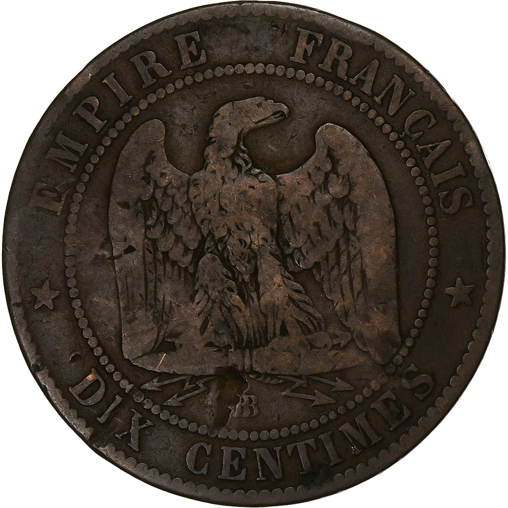 Frankreich, 10 Centimes, Napoléon III, 1854, Strasbourg, Contremarque Pears