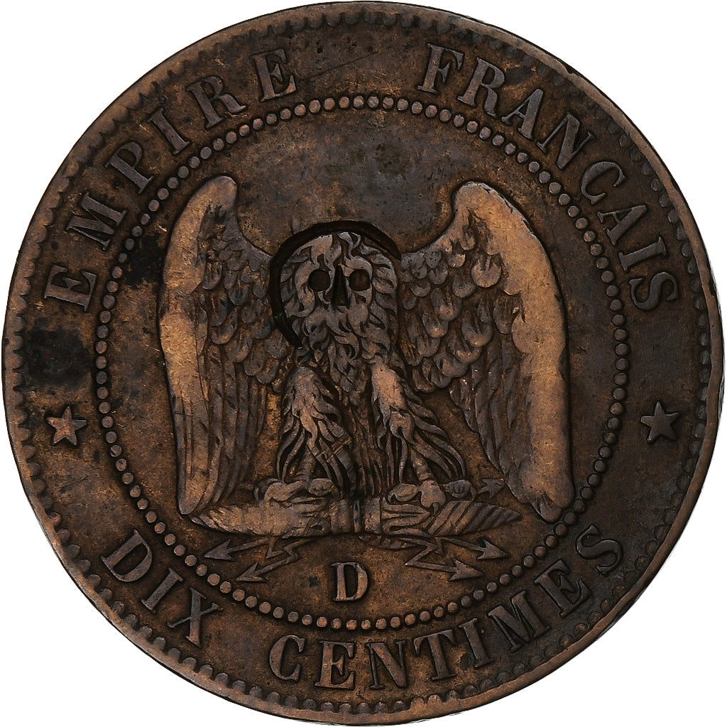 Frankreich, Napoleon III, 10 Centimes, Napoléon III, 1856, Lyon, Satirique