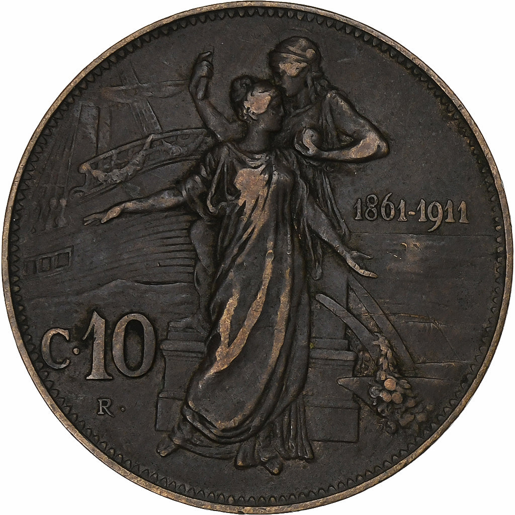Italy, Vittorio Emanuele III, 10 Centesimi, 1911, Rome, Bronze, VF(30-35), KM:51
