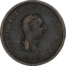 Coin, Great Britain, George III, 1/2 Penny, 1806, VF(20-25), Copper, KM:662