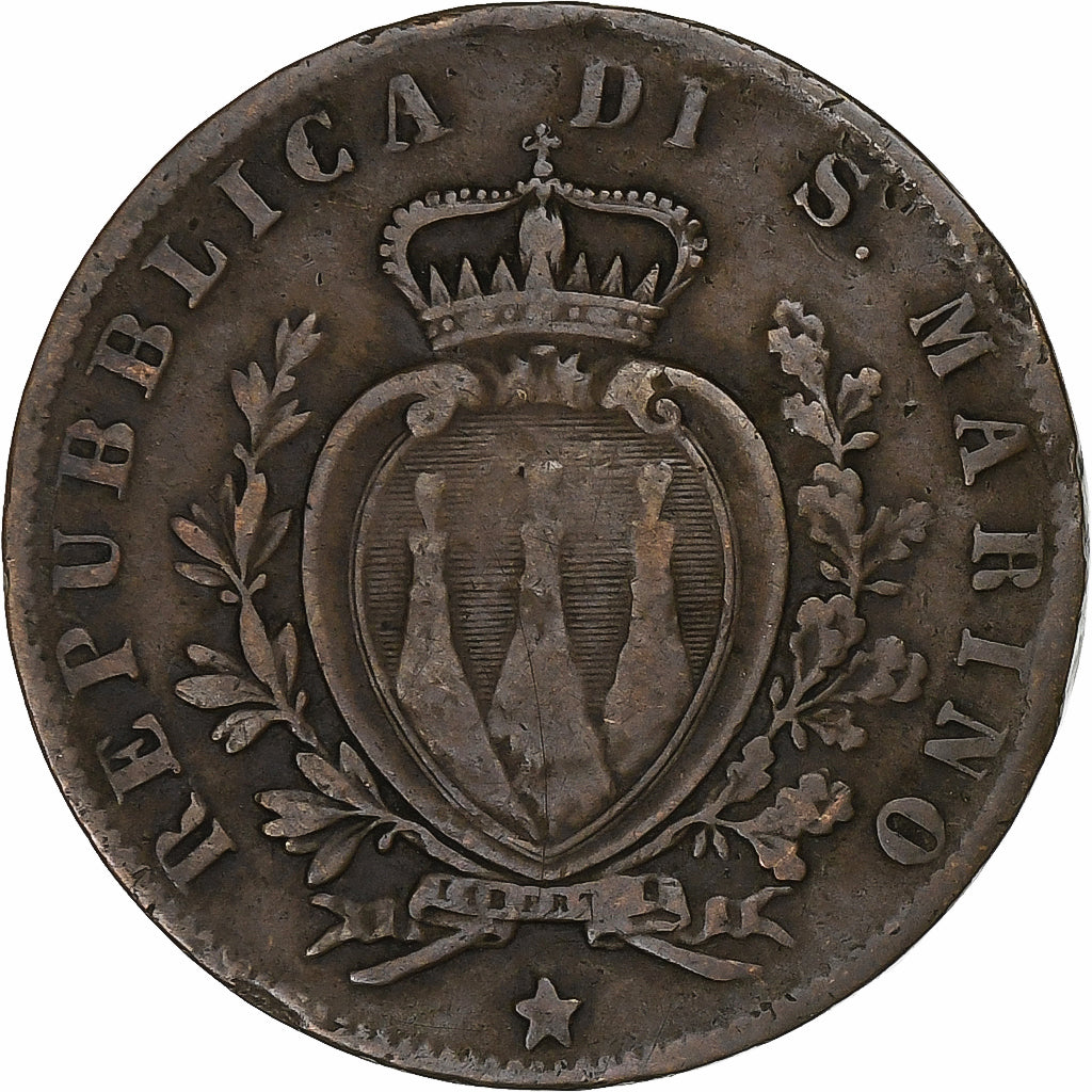 San Marino, 5 Centesimi, 1894, Rome, Copper, VF(30-35), KM:1