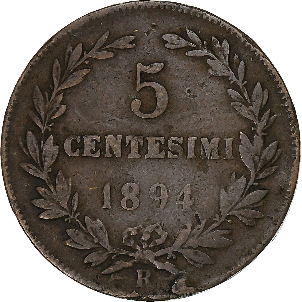 San Marino, 5 Centesimi, 1894, Rome, Copper, VF(30-35), KM:1